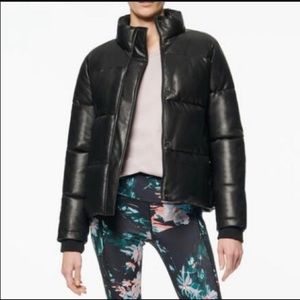 Faux leather puffer coat